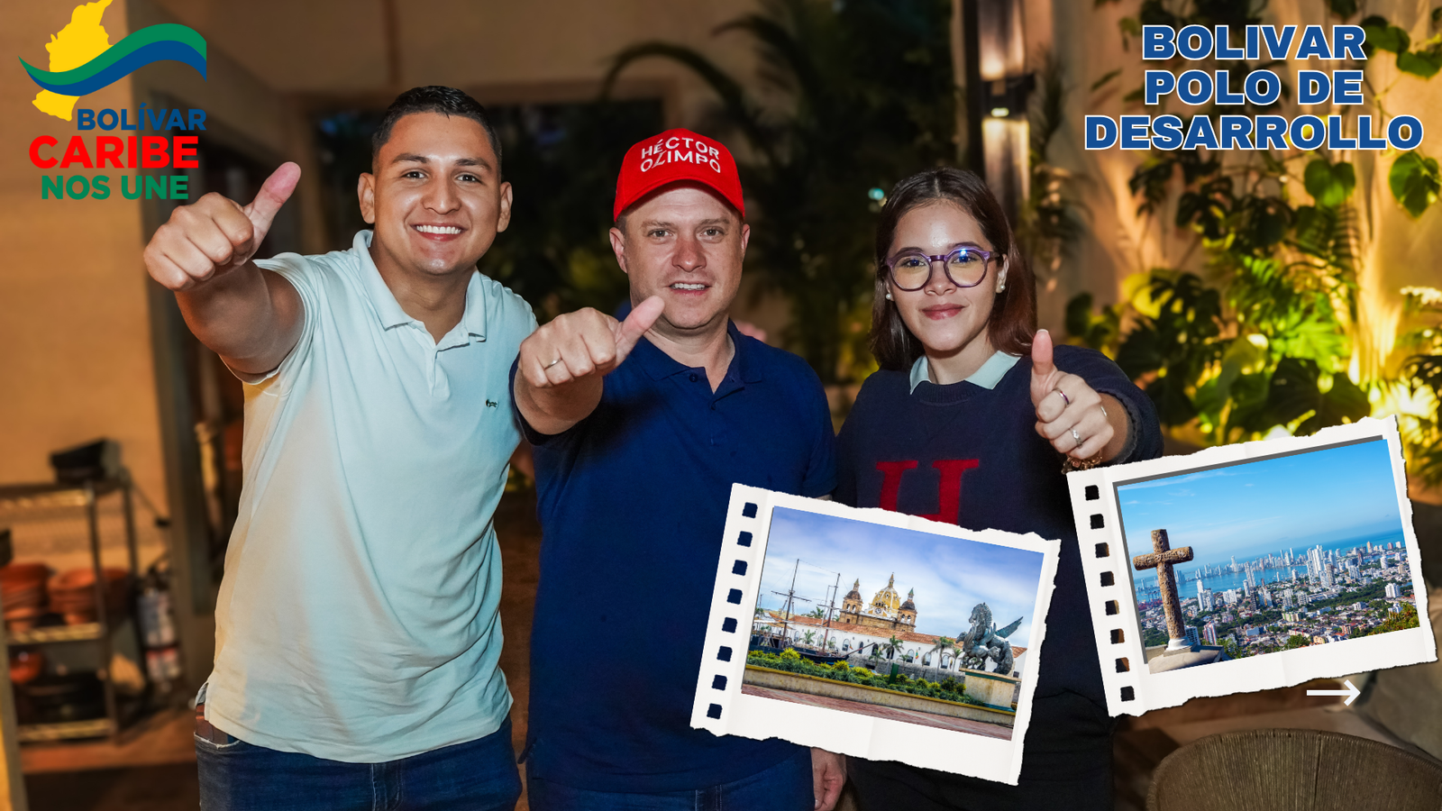 Campaña de Héctor Olimpo Espinosa apoyada por el movimiento Bolívar Caribe Nos Une. Una propuesta por el progreso, la justicia social y el desarrollo del Caribe colombiano.